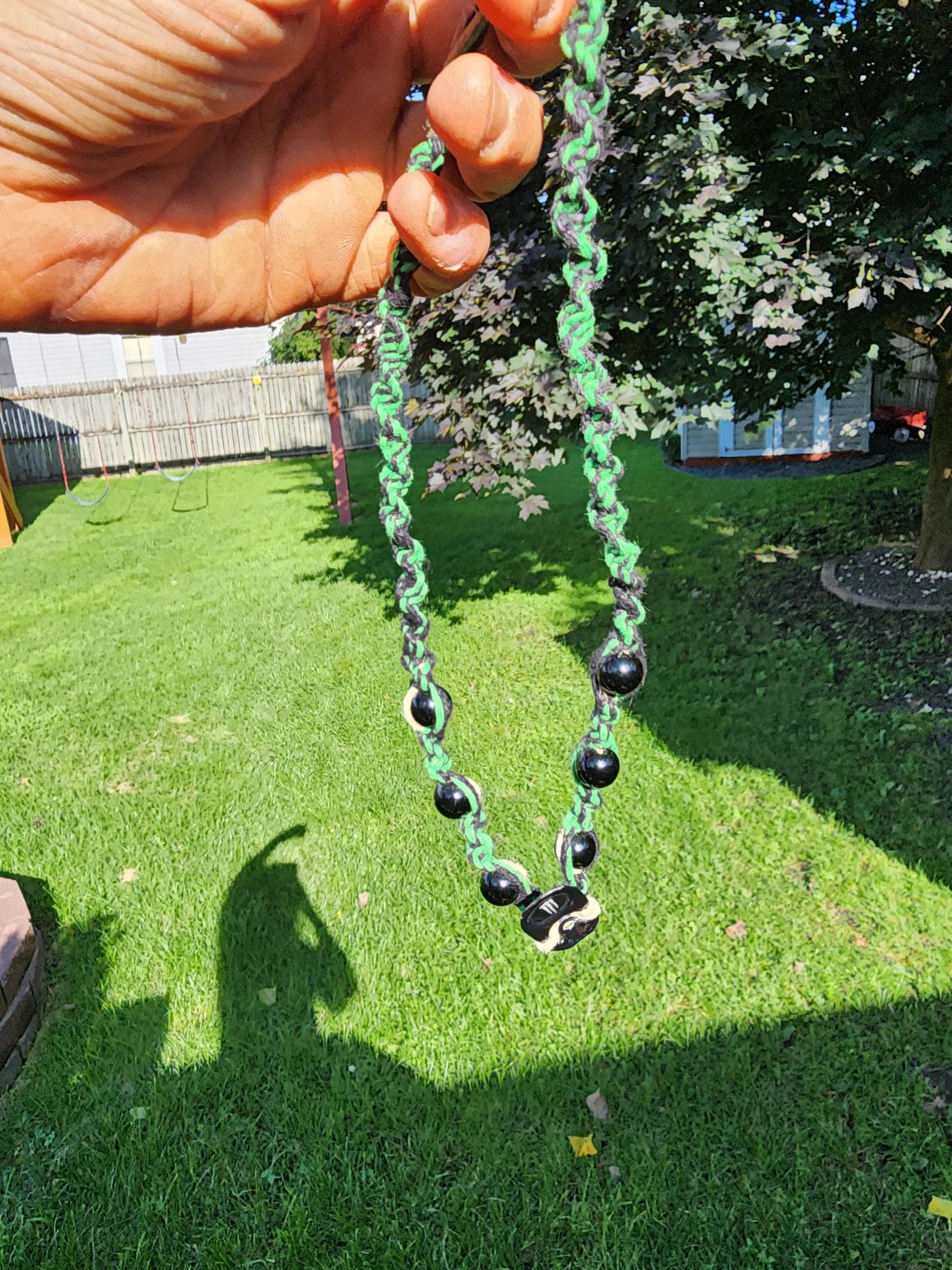 Chaos Gremlin Hemp Necklace: Upcycled Energy Tab, Goblin-Core Style - Thumbnail 5