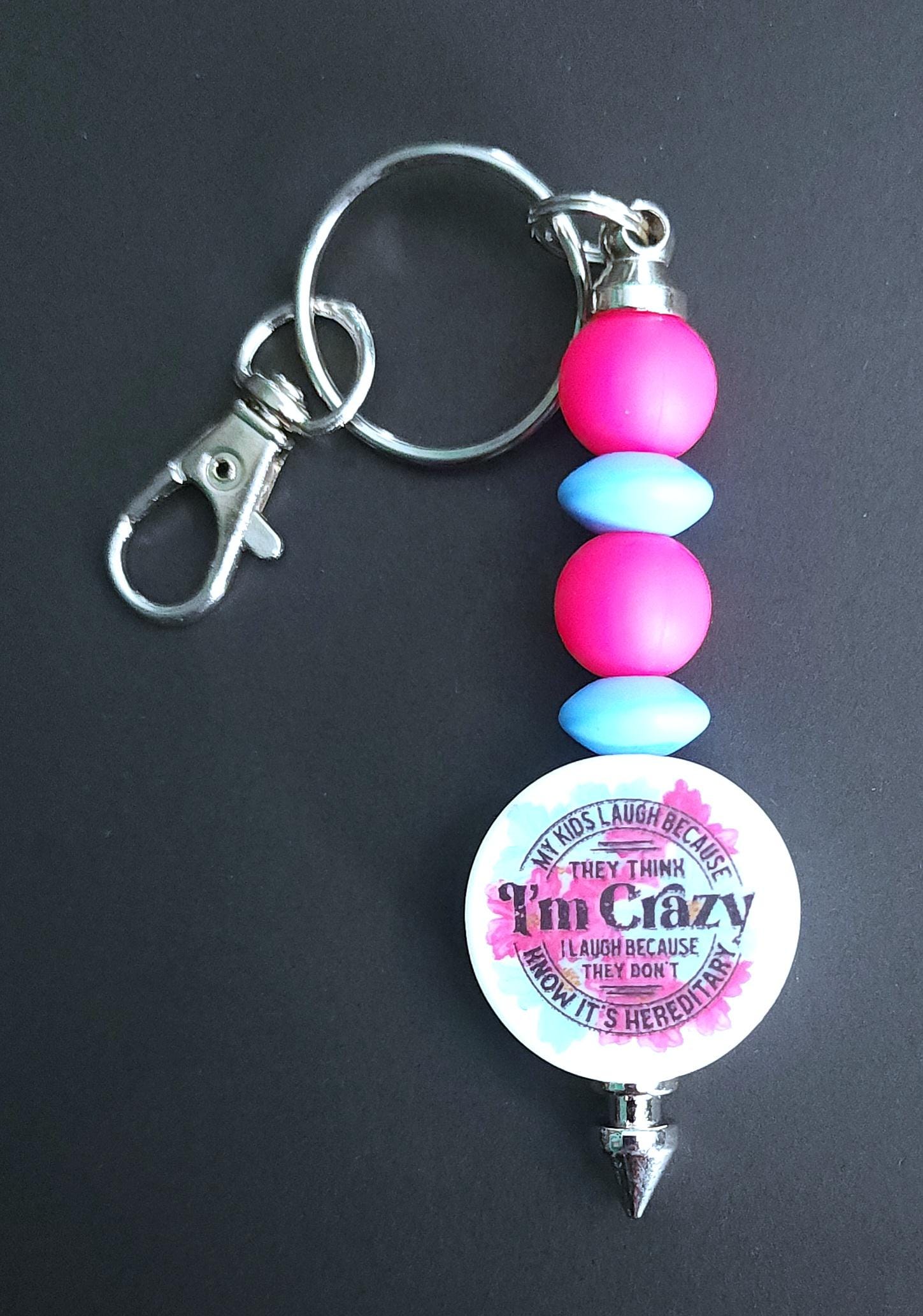 Handmade 'My Kids Laugh' Beaded Keychain - Thumbnail 3