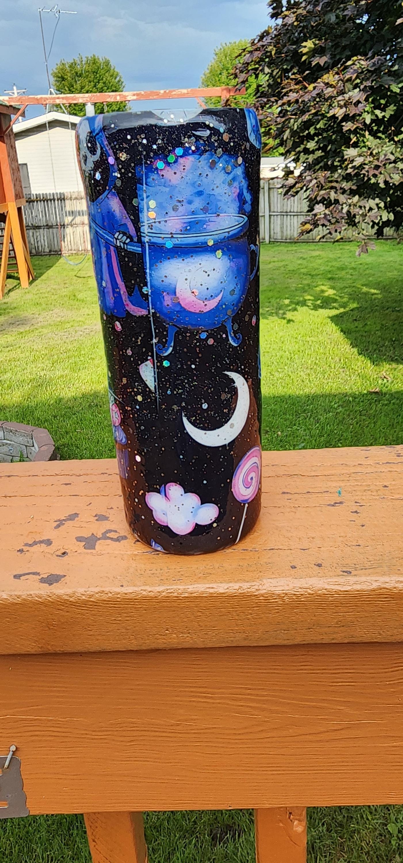 Resting Witch Face Tumbler: Witchcore Cupcakes & Tombstones - Thumbnail 5