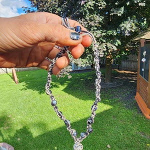Handmade Hemp Necklace: Tan & Black Cord with Glass Mushroom Bead