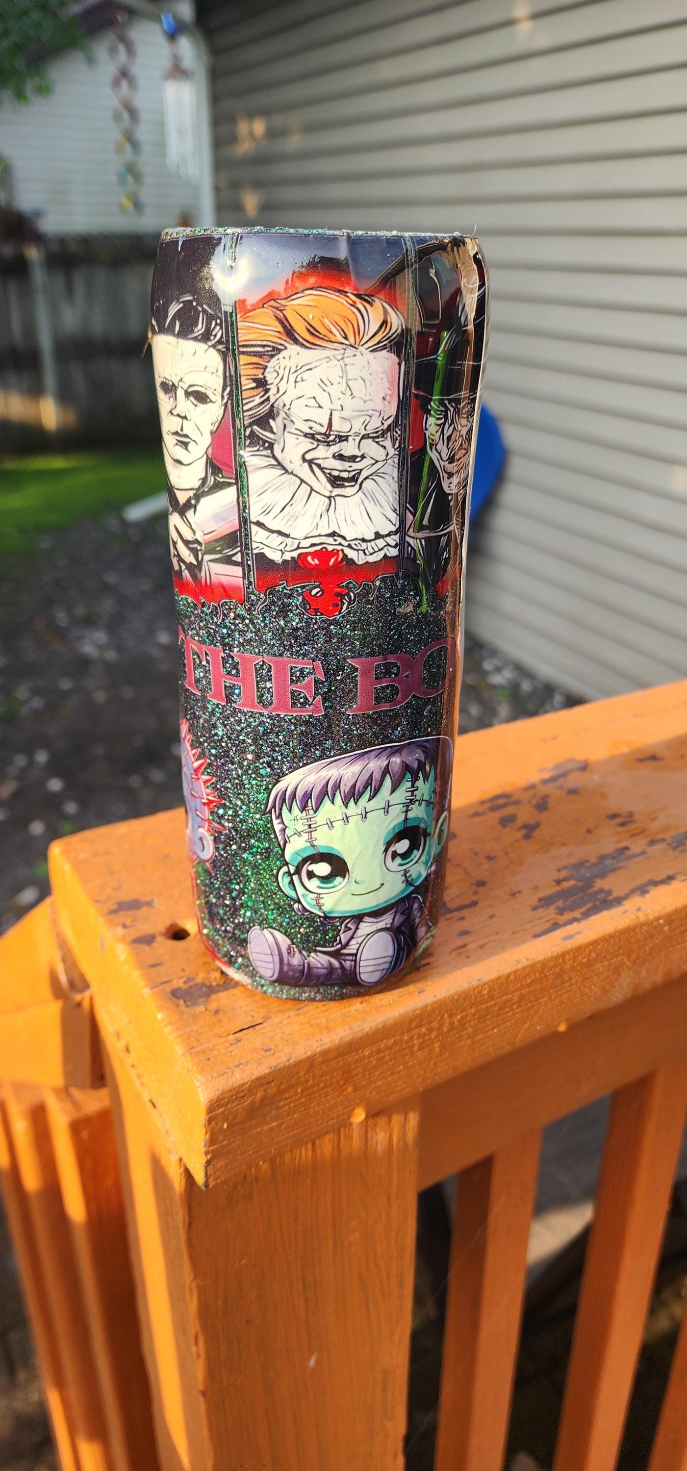 Horror Movie Tumbler: The Boys of Fall Epoxy Cup with Metal Straw - Thumbnail 3