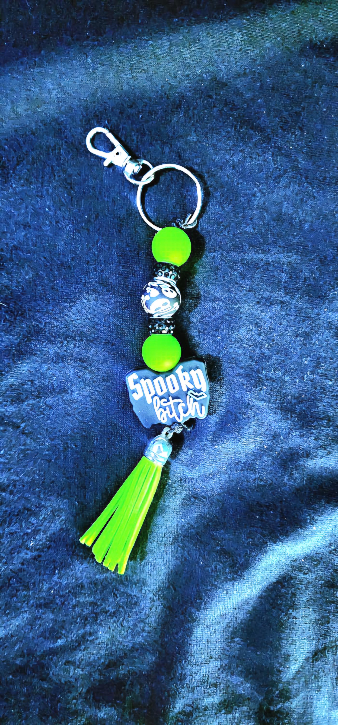 Spooky B*tch Beaded Keychain with Tassel - Thumbnail 6