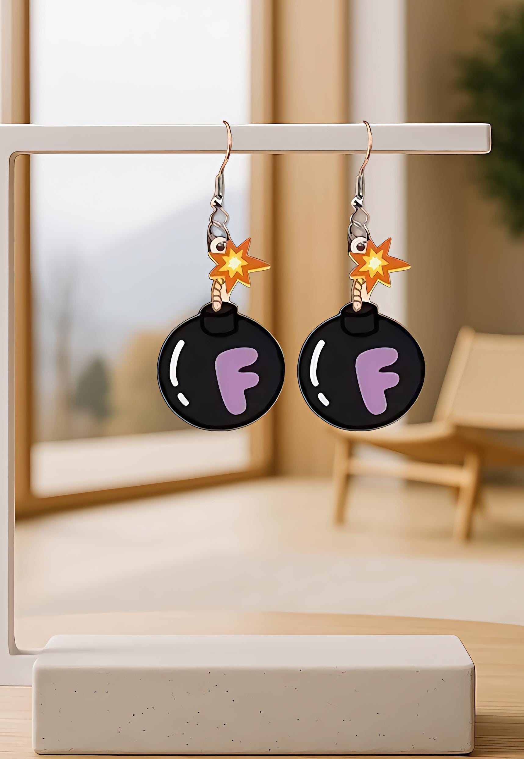 F-Bomb Acrylic Dangle Earrings: Sassy Unapologetic Statement Jewelry - Thumbnail 4