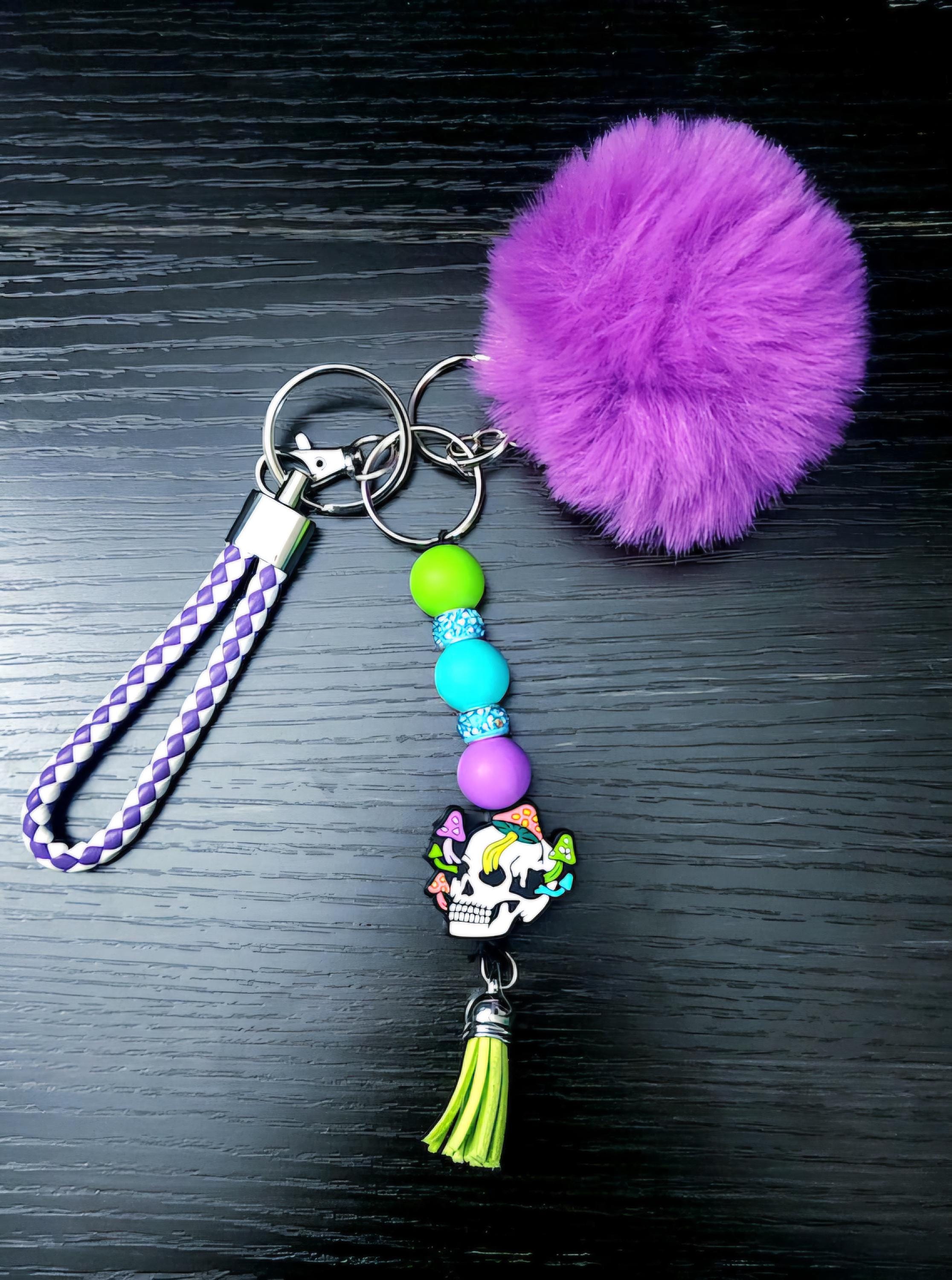Pom Pom Wristlet Keychain: Fashionable Lanyard - Thumbnail 4