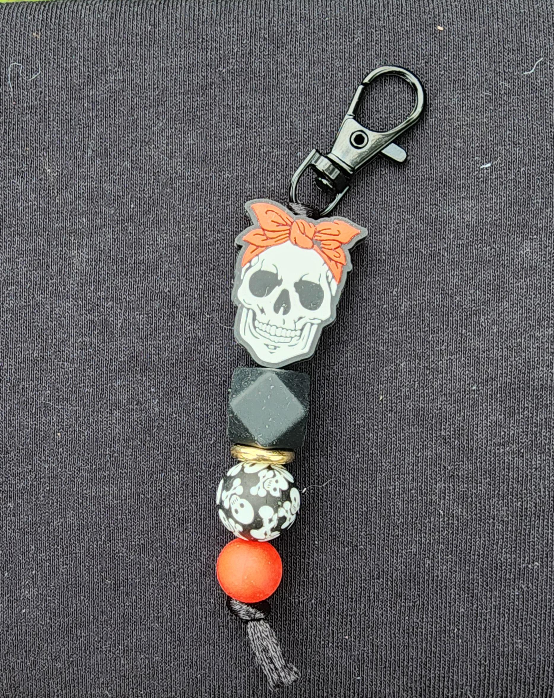Handmade Skull Keychain: Bandana Charm - Thumbnail 6