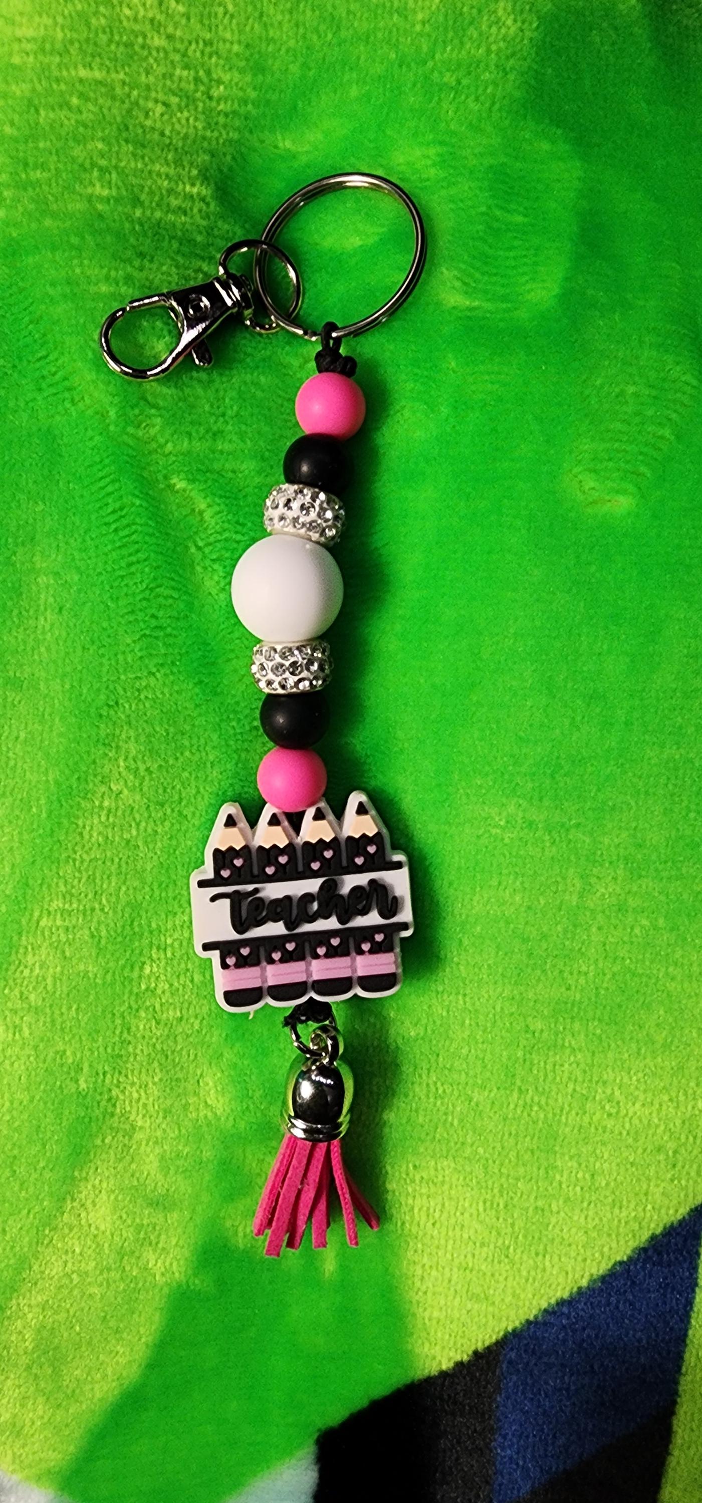 Beaded Teacher Appreciation Keychain: Handmade Educator Gift - Thumbnail 4