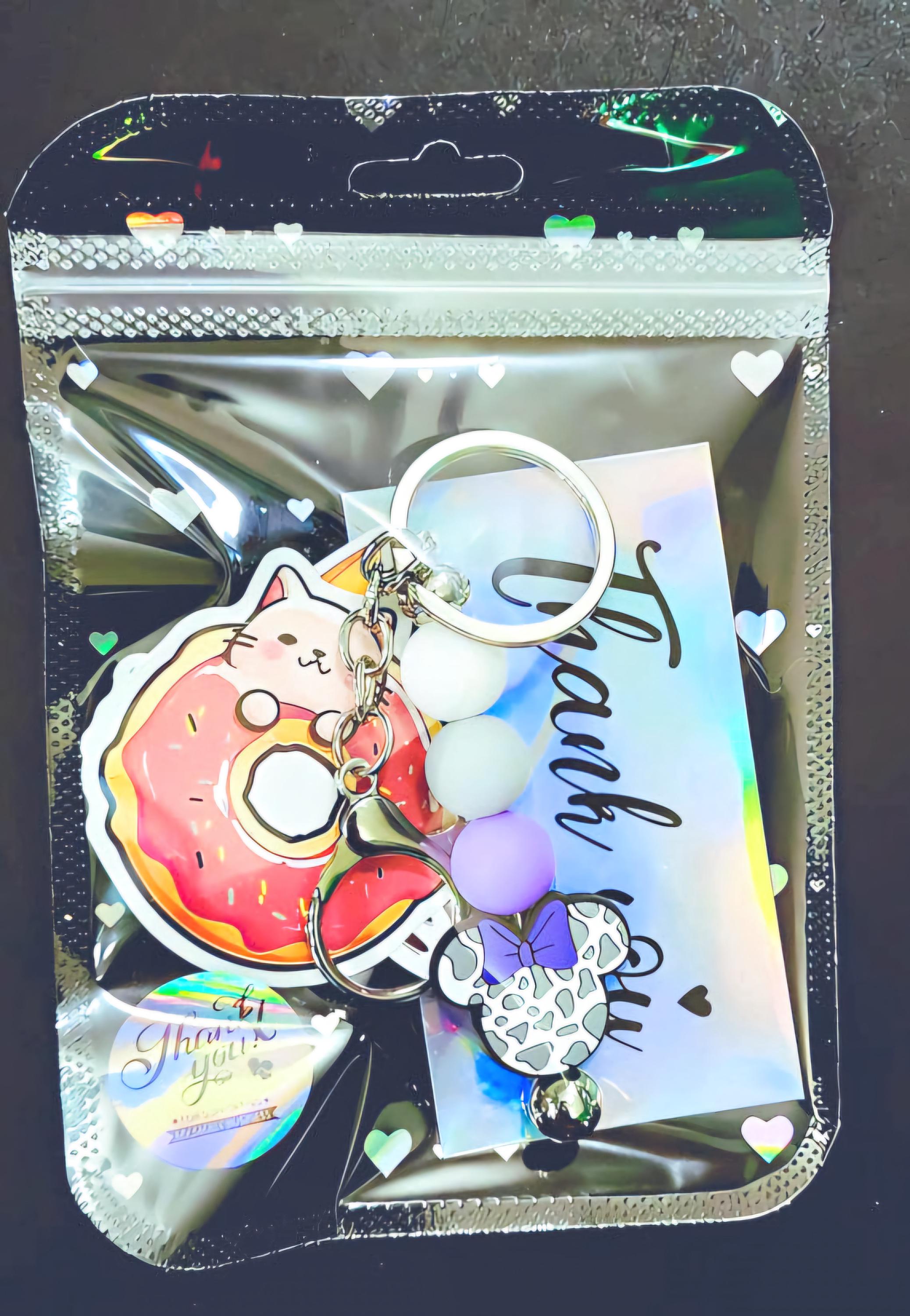 Handmade Minnie Mouse Cow Print Keychain - Thumbnail 5