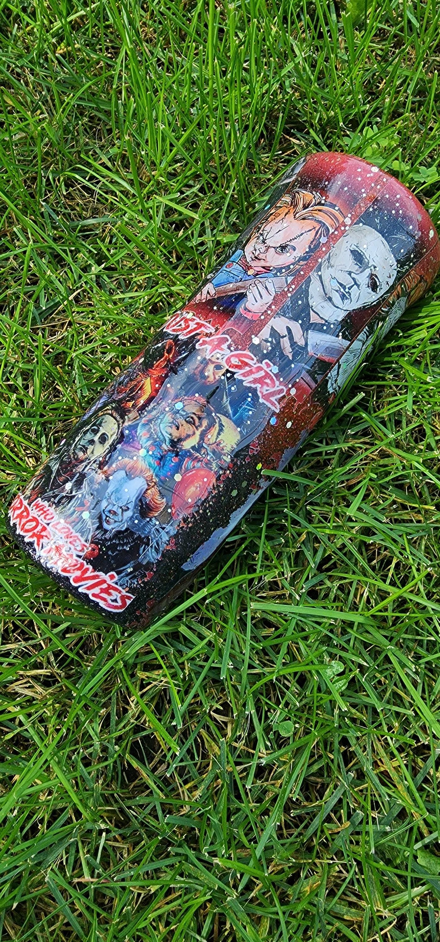 Horror Movie Fan Tumbler: Handmade Glitter 20oz Stainless Steel Cup - Thumbnail 2