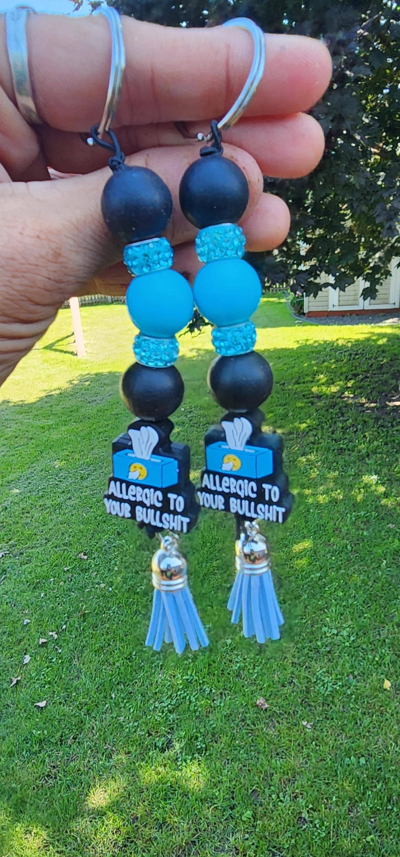 Kleenex Box “Allergic to Your Bullshit” Beaded Keychain – Funny Handmade Gift, Sassy Purse Charm, Statement keychain - Thumbnail 6