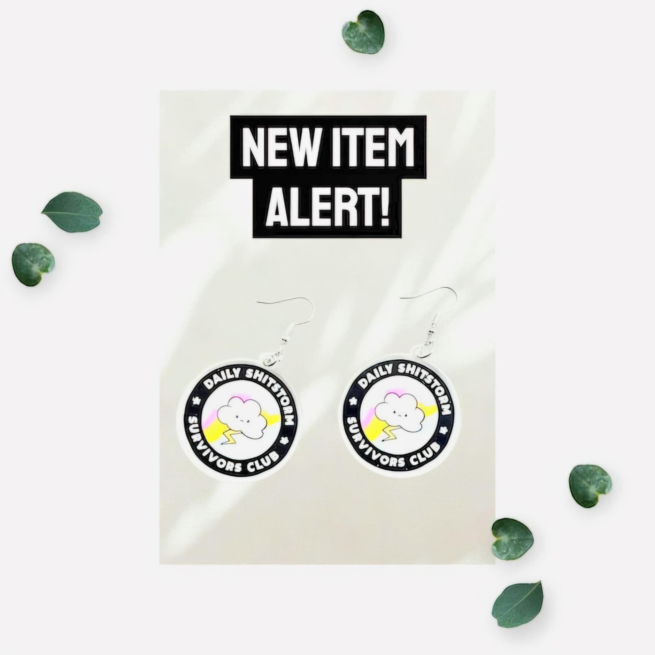 Funny Acrylic Cloud & Lightning Bolt Earrings: Sassy Shitstorm Survivor Jewelry - Thumbnail 2