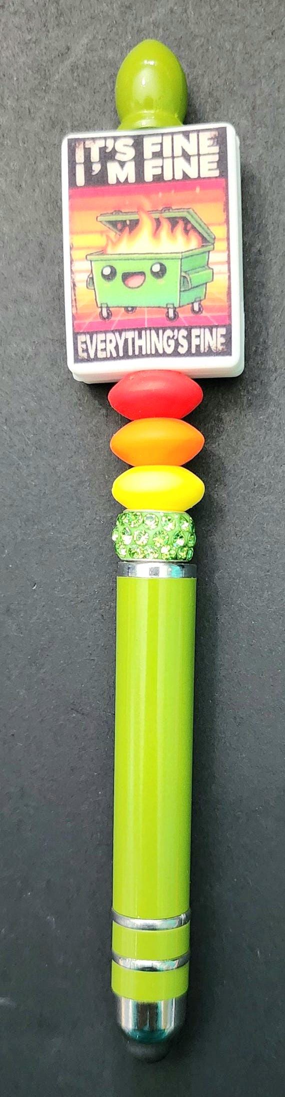 Beaded Pen: "It's Fine" Dumpster Fire Design - Thumbnail 3
