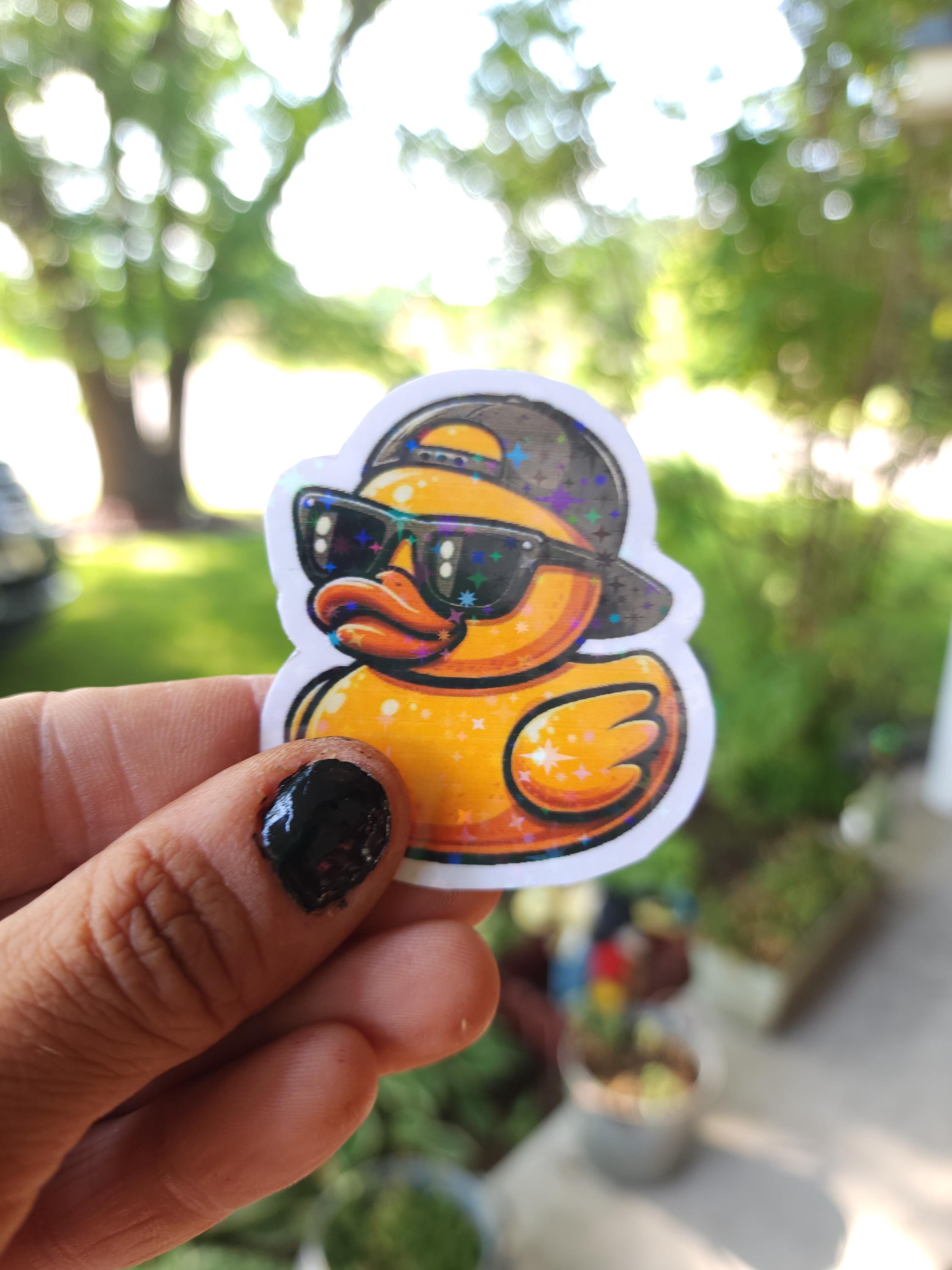 Too Cool for the Tub – Rubber Ducky Vinyl Sticker with Backwards Hat & Shades | Funny Waterproof Sticker for Laptops and Water Bottles - Thumbnail 6
