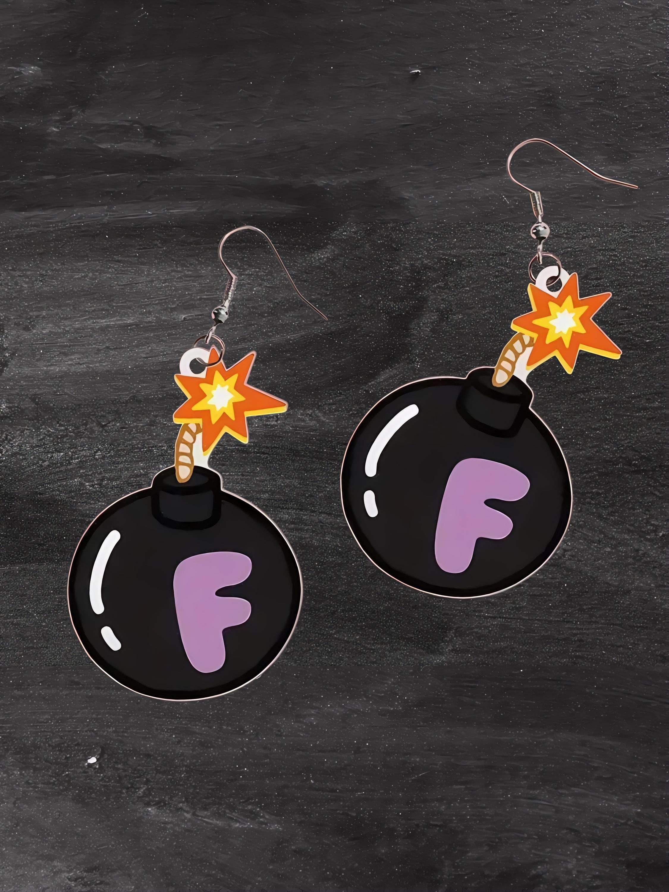 F-Bomb Acrylic Dangle Earrings: Sassy Unapologetic Statement Jewelry - Thumbnail 5