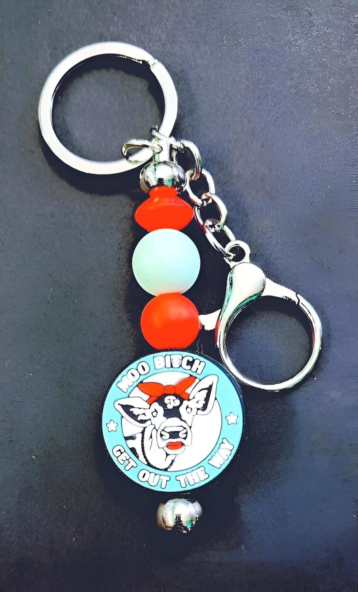 Handmade Cow Keychain: Moo B**** Get Out The Way - Thumbnail 4