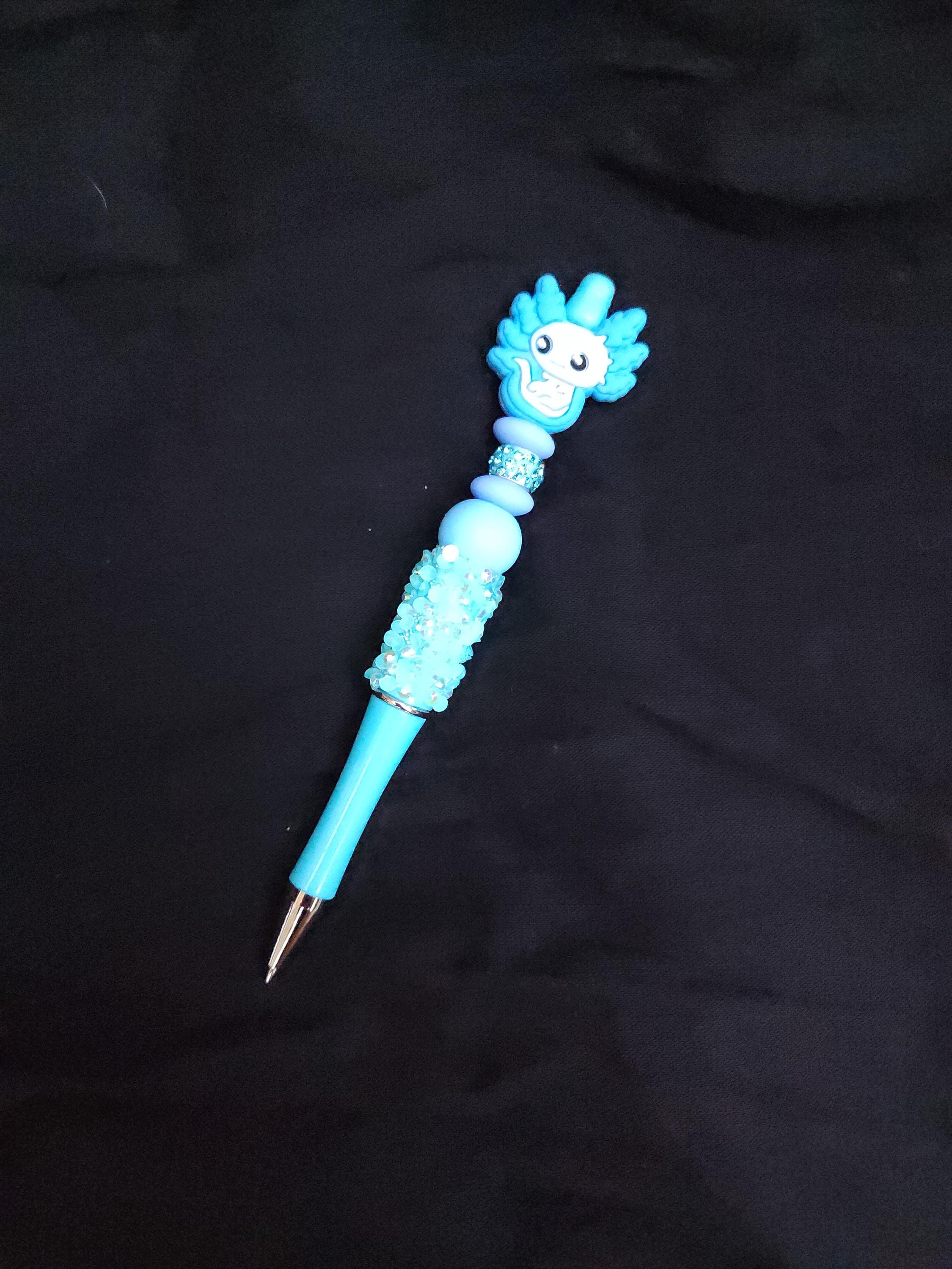 Sparkly Axolotl Beaded Pen: Kawaii School Stationery - Thumbnail 5