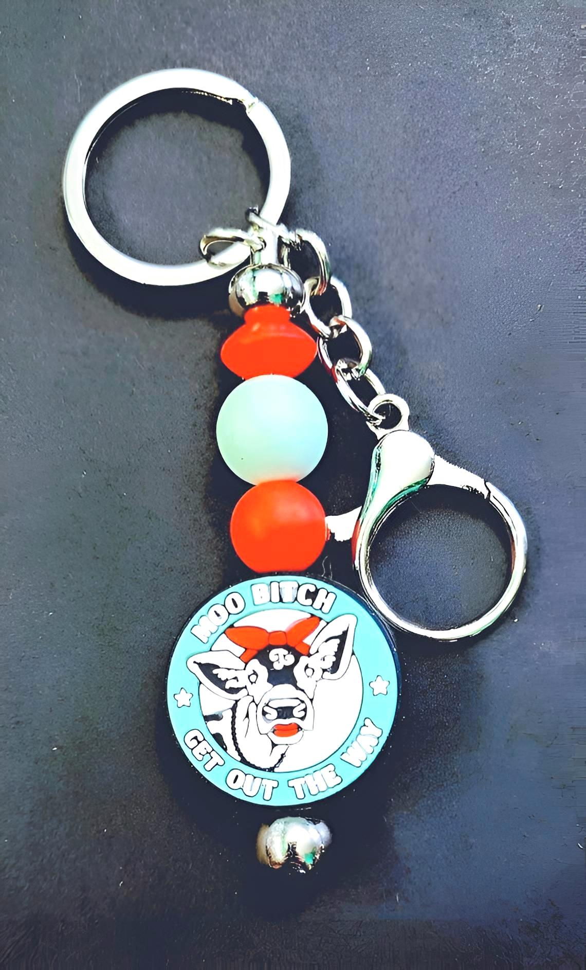 Handmade Cow Keychain: Moo B**** Get Out The Way - Thumbnail 3
