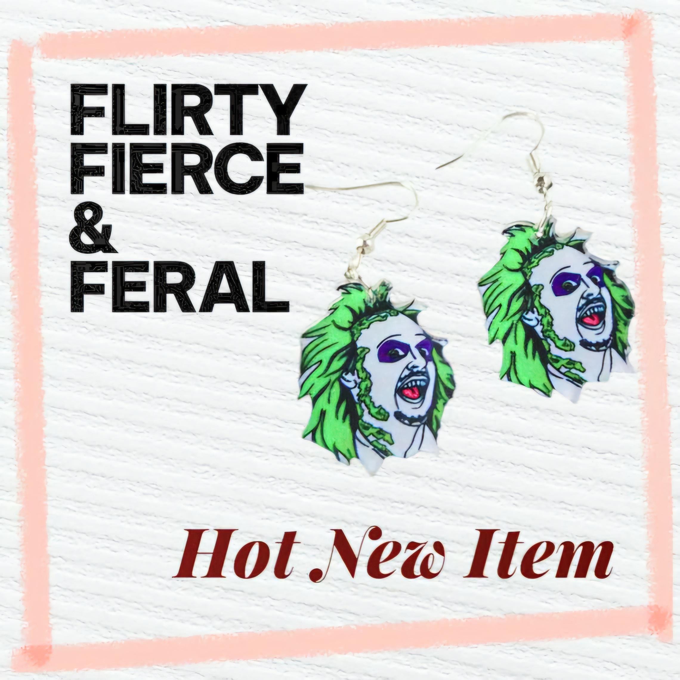 Ghost with the Most Earrings – Beetlejuice Face Dangles for the Strange & Unusual