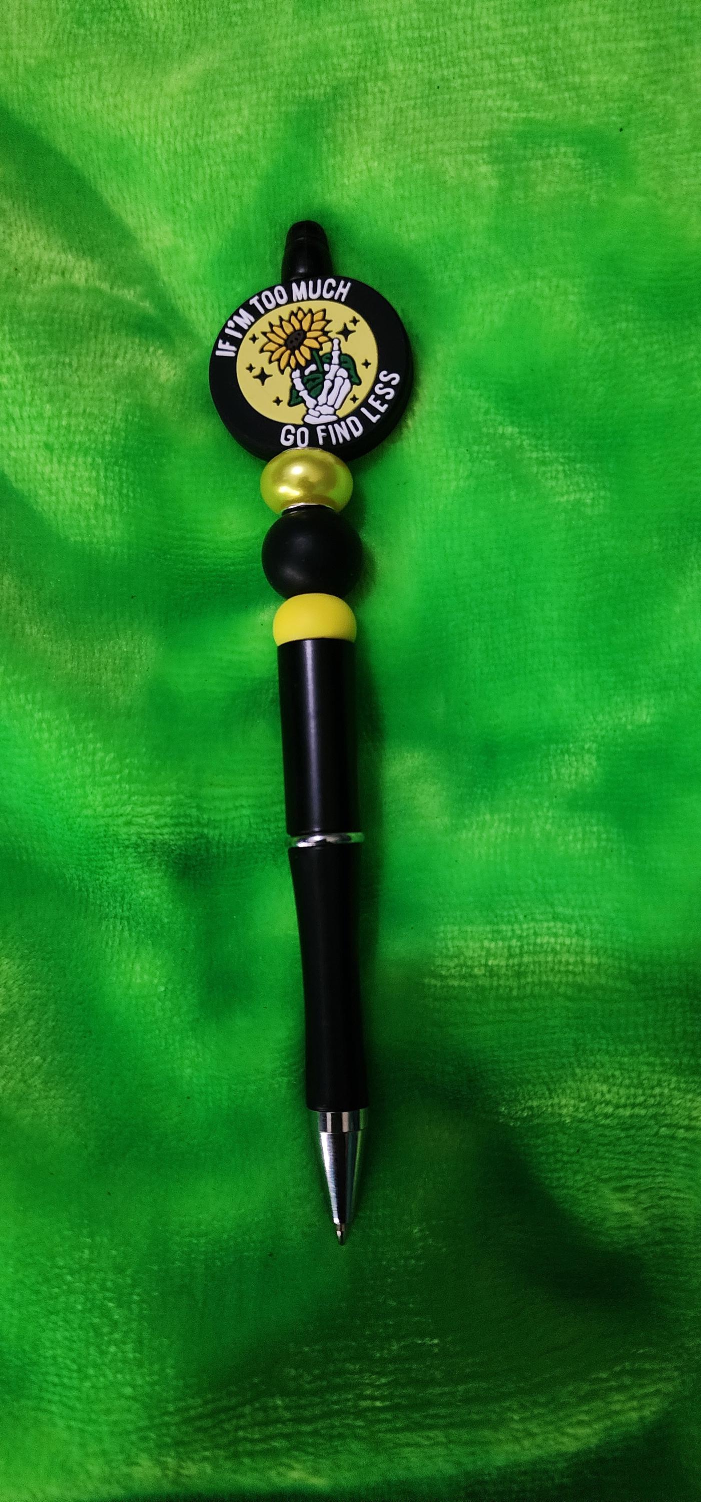 Sassy Beaded Pen: Handmade Statement Desk Accessory - 'If I'm Too Much' - Thumbnail 4