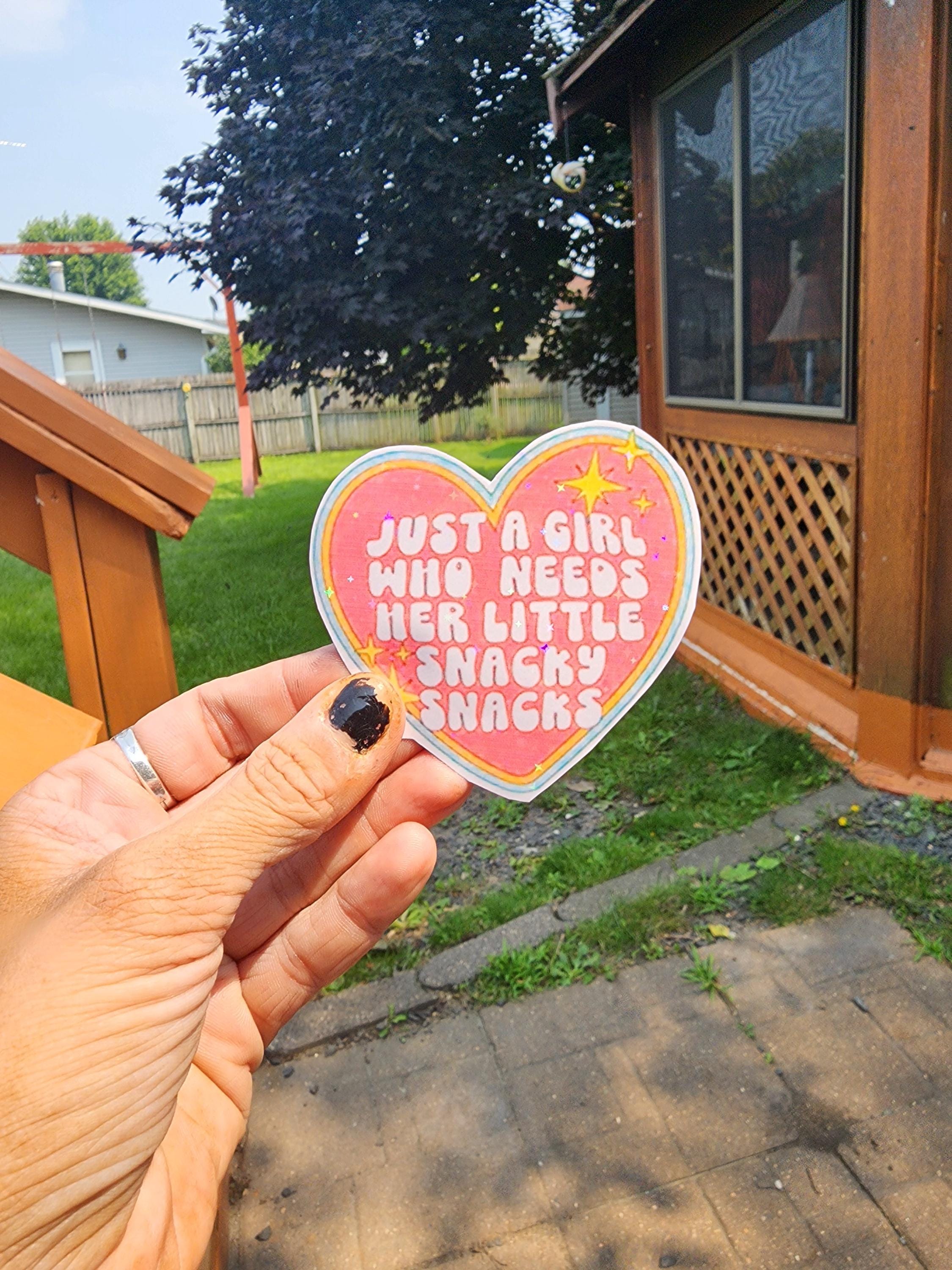 Just a Girl Who Needs Her Little Snacky Snacks – Heart Vinyl Sticker for Foodie Queens - Thumbnail 6