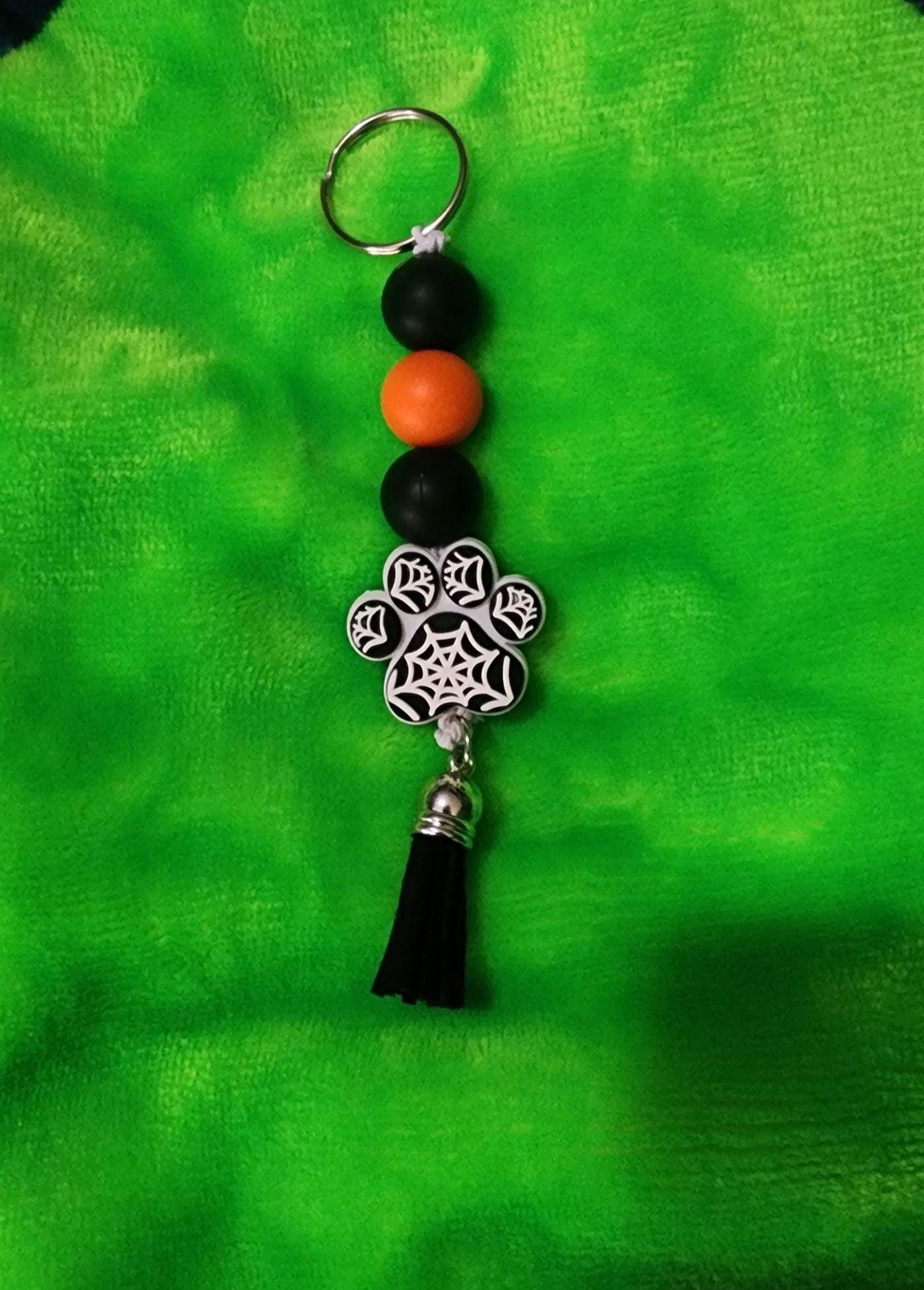 Halloween Paw Print Keychain & Pen Set: Spooky Spider Web Charm - Thumbnail 4