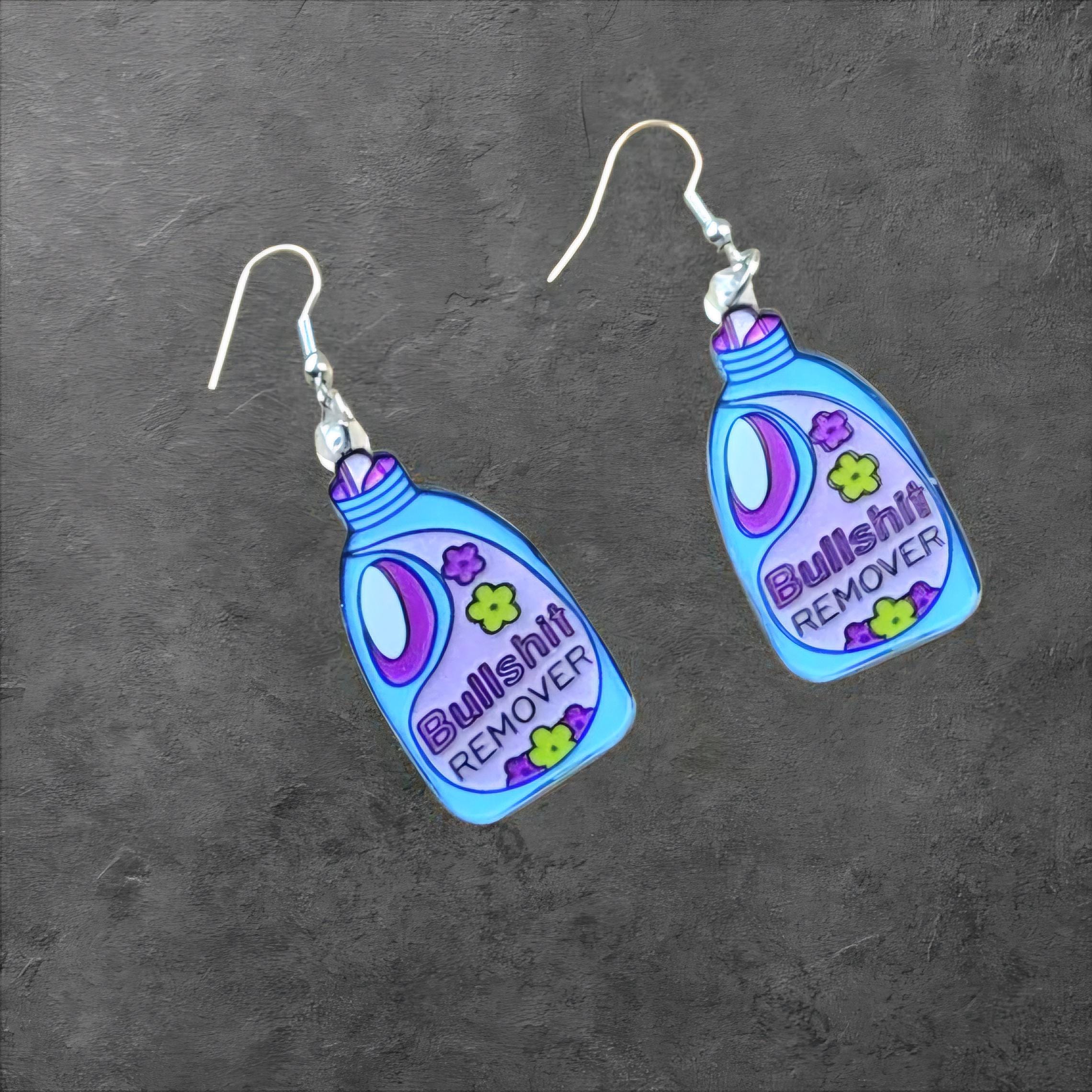 Floral Acrylic Dangle Earrings: Sassy Purple & Blue Statement Jewelry - Thumbnail 2