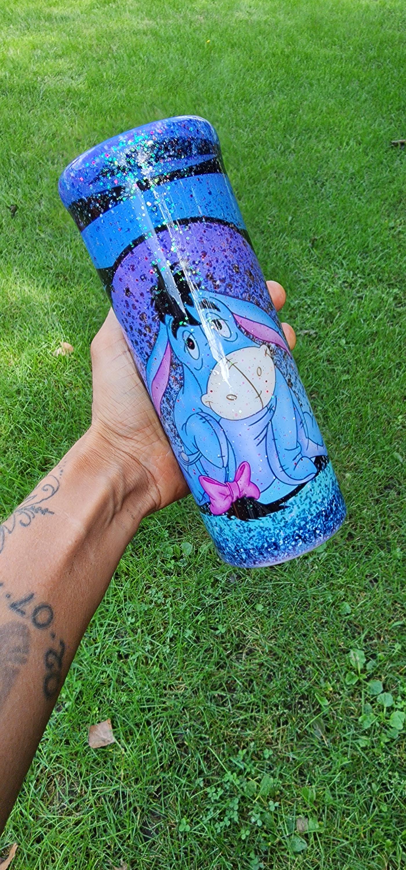 Eeyore Epoxy Tumbler: Handmade Glitter Stainless Steel Winnie the Pooh Cup - Thumbnail 5