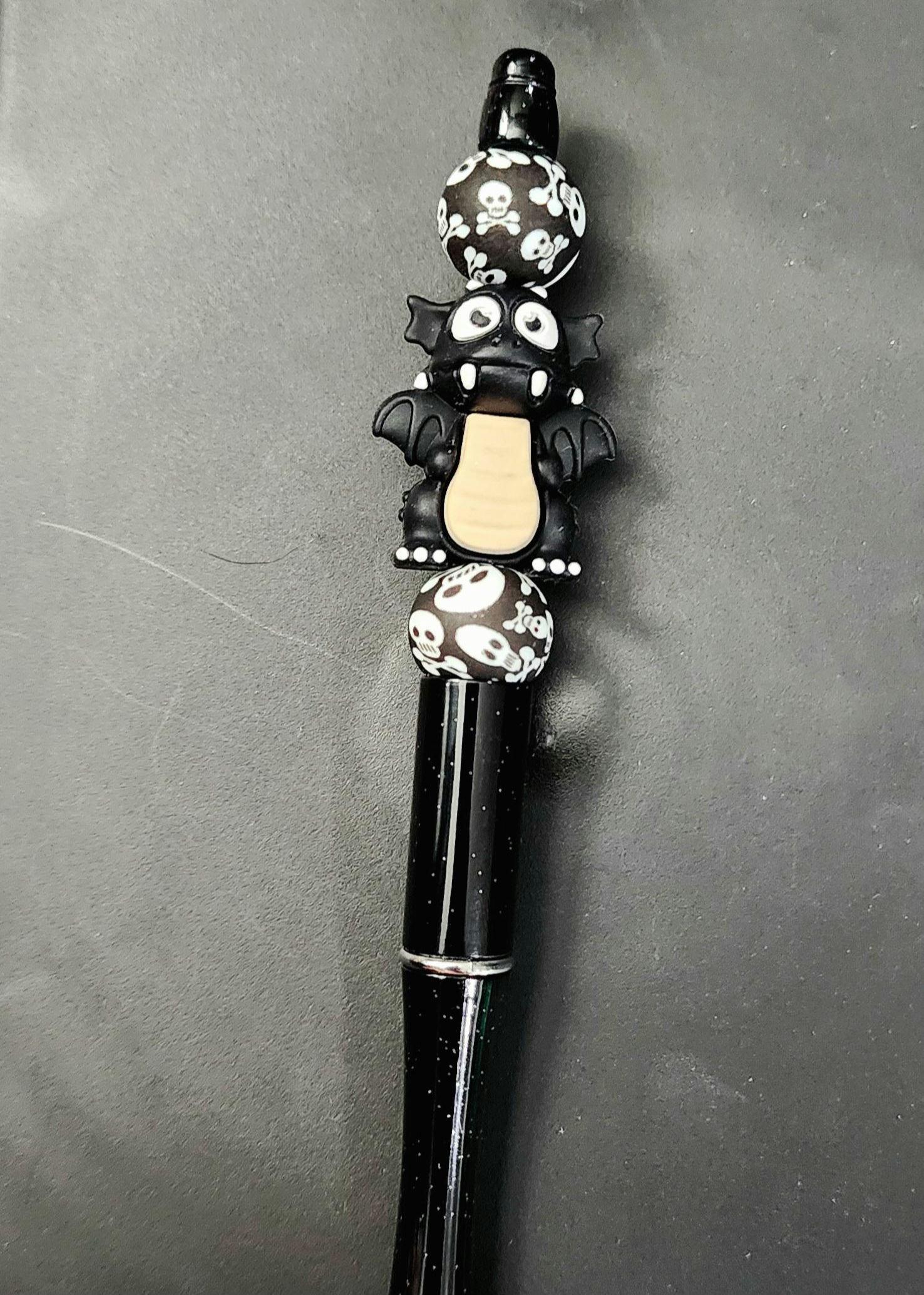 Beaded Pen Dragon Design Handcrafted Unique Writing Gift Artisanal Office Supplies Creative Stationery - Thumbnail 3