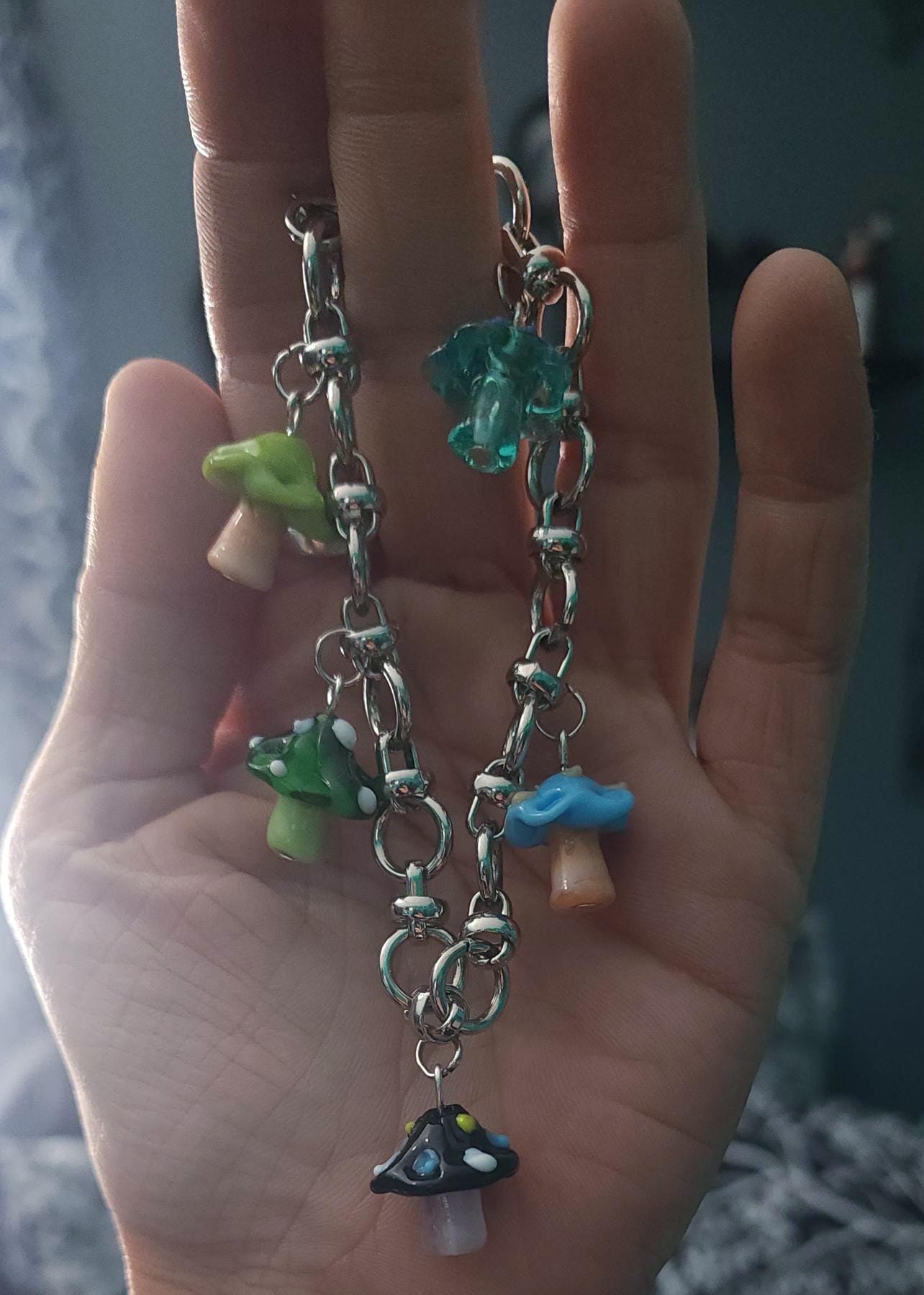 Glass Mushroom Charm Bracelet - Thumbnail 3