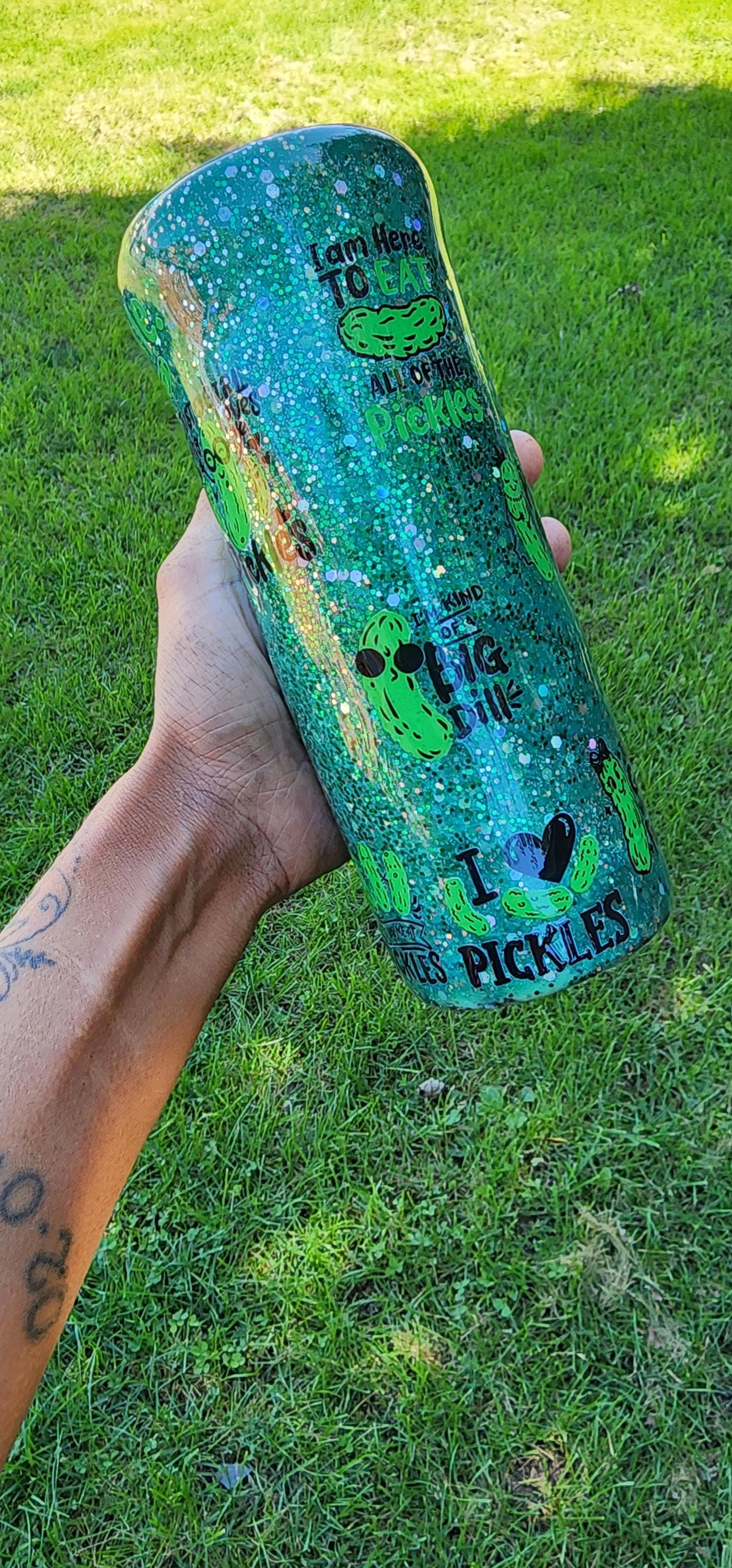 Pickle Lover Glitter Tumbler: Funny Stainless Steel Cup, Foodie Gift - Thumbnail 7