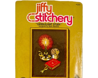 Vintage Jiffy Stitchery Candlelight Study Embroidery Kit #377