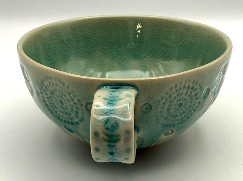 Anthropologie Old Havana Mint Mug | 10 fl oz | Coffee | Tea | Crackle Glaze | Portugal | HTF image 2