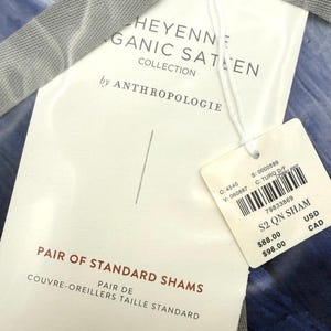 Conjunto de 2 fronhas padrão Anthropologie Cheyenne Blue | Cetim orgânico | Lacradas de fábrica | Novas com etiqueta imagem 3