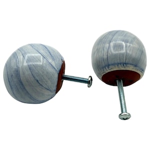 Juego de 2 tiradores Mackenzie Childs + herrajes / Remolino azul claro / Pomos para cajones / Armarios imagen 5