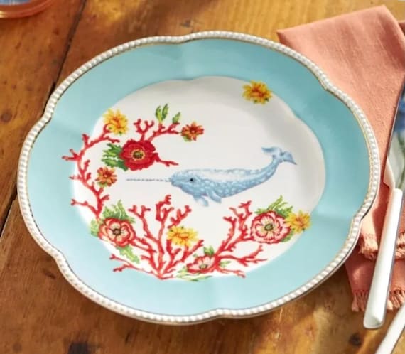 Anthropologie Lou Rota Mother Nature Narwhal Dessert Plate | 9.5