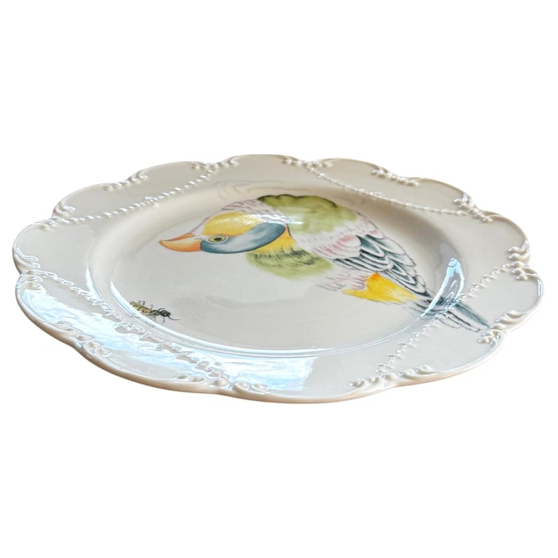 Anthropologie Madeleine Marx Dinner Plate | Bird | Parrot | Bee | Scalloped Edge | Nature | 10" image 5