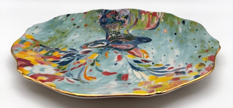 Anthropologie Starla Halfmann "Rampart" Dessert Plate | Deer | Scalloped Edge | Nature | 8" image 5