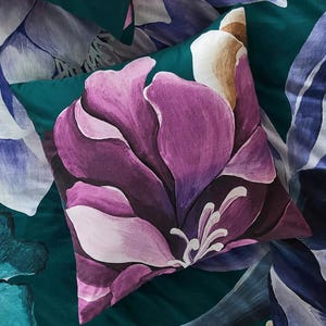 Funda individual (1) Anthropologie Cheyenne Purple EURO / Satén orgánico / Sellada de fábrica / Nuevo en embalaje original imagen 1