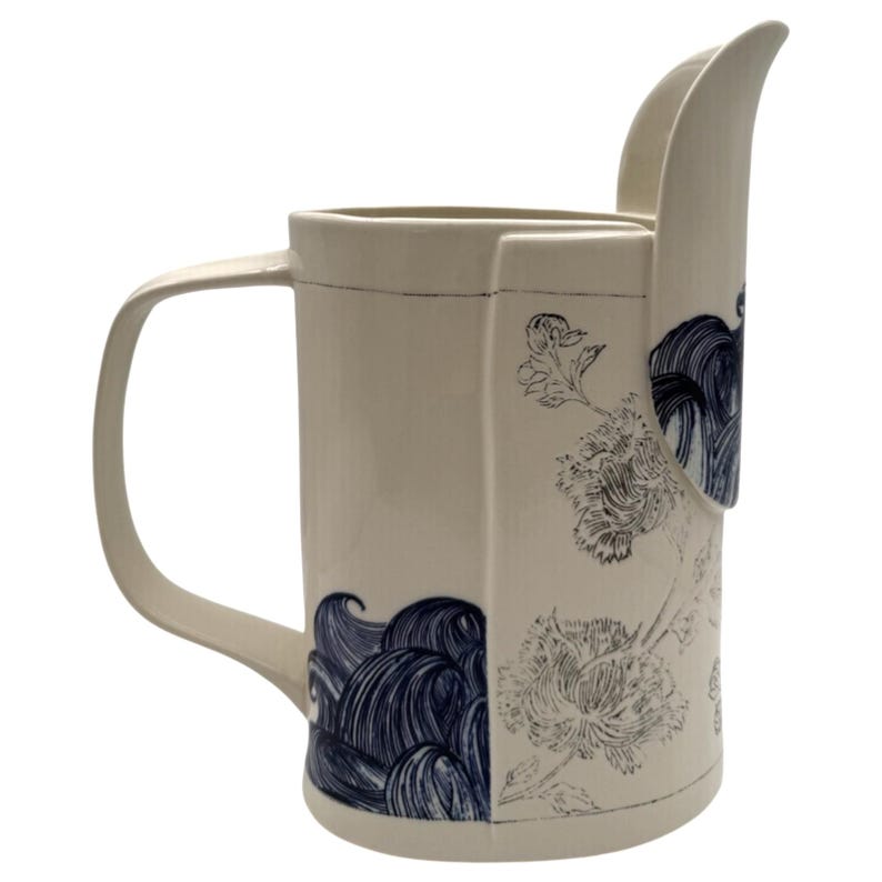 Brocca Pacifica Anthropologie x Linda Fahey / Stormy Seas / Mishima / Floral / Waves / 12" H immagine 2