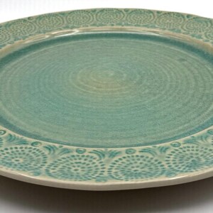 Anthropologie Old Havana Mint Dinner Plate | Crackle Glaze | Portugal | Embossed | 11" image 4