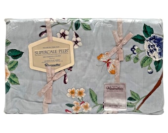 Vintage Wamsutta Supercale Plus QUEEN Winterthur Museum Collection „Peony Garden“ Spannbettlaken | Neuwertig | Originalverpackt