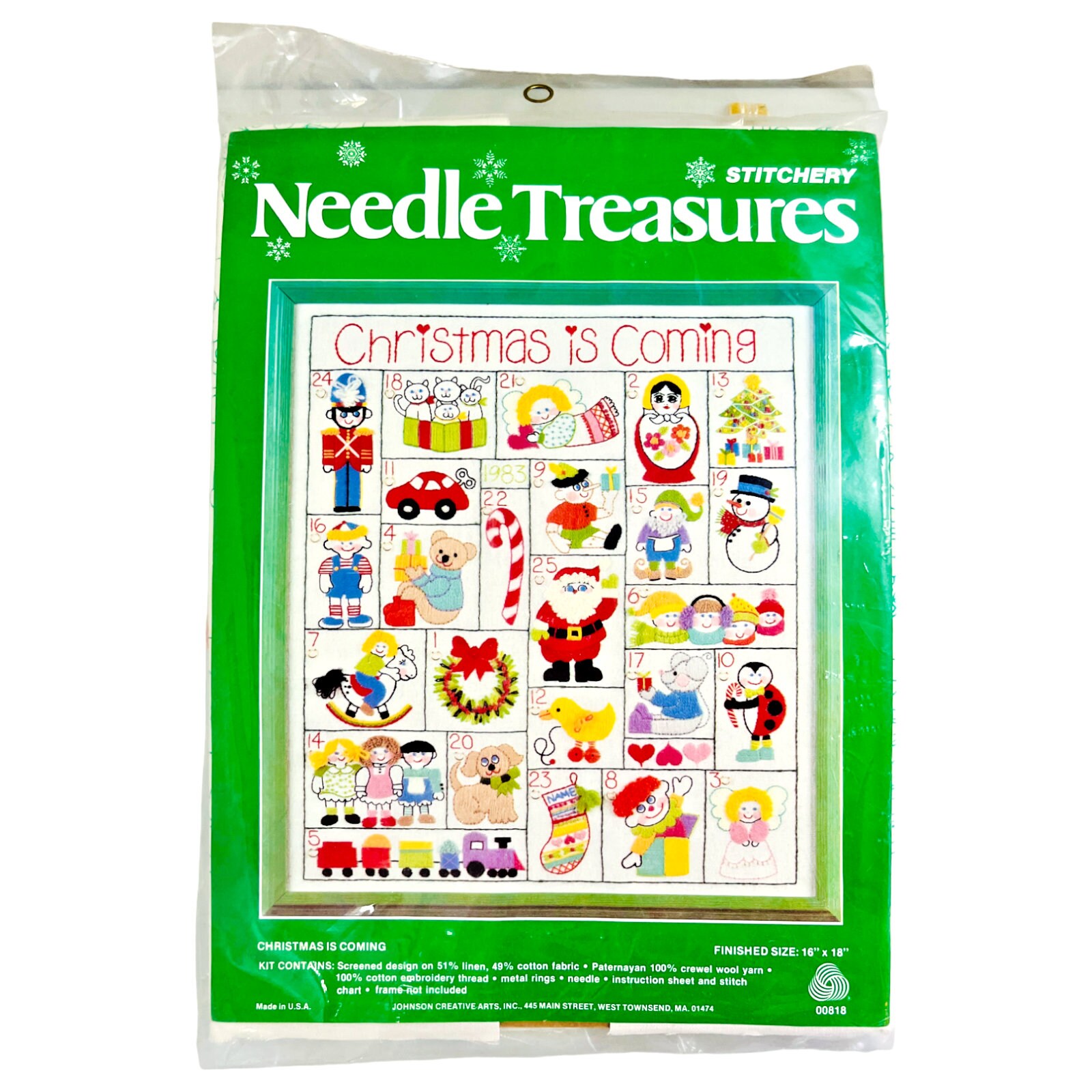 Vintage "Navidad está llegando" Kit de bordado Crewel #00818 por Needle Treasures / NOS / Sellado