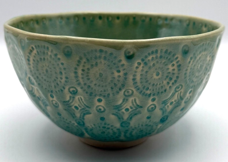 Anthropologie Old Havana Mint Cereal Bowl | Crackle Glaze | Portugal | Pasta | Soup | HTF image 1