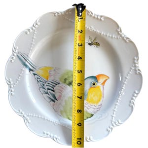 Anthropologie Madeleine Marx Dinner Plate | Bird | Parrot | Bee | Scalloped Edge | Nature | 10" image 2