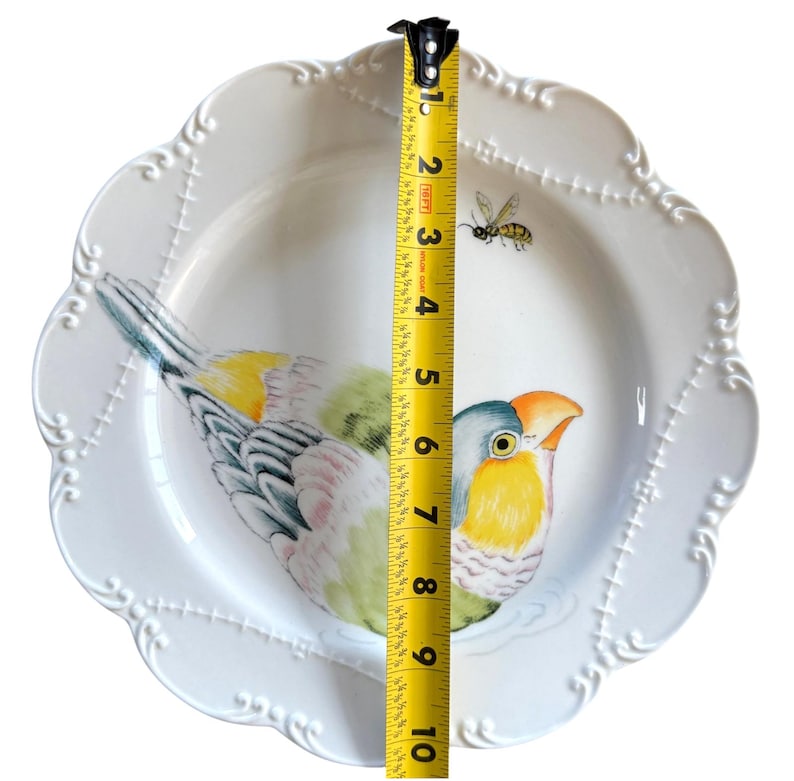Anthropologie Madeleine Marx Dinner Plate | Bird | Parrot | Bee | Scalloped Edge | Nature | 10" image 2