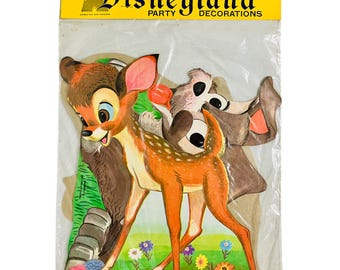 Decoraciones troqueladas para fiestas de Disneyland de Dennison vintage n.° 81-003: Bambi, Dumbo, Scamp, NOS, selladas, nuevas