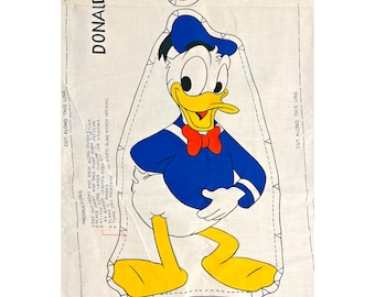 Panel de tela de algodón vintage del Pato Donald: Almohada de juguete para cortar y coser de Ameritex