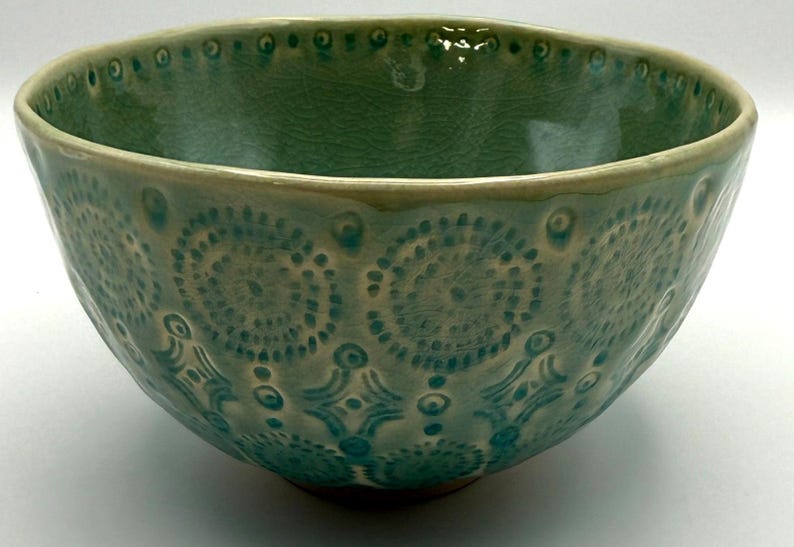 Anthropologie Old Havana Mint Cereal Bowl | Crackle Glaze | Portugal | Pasta | Soup | HTF image 4