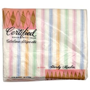 Vintage stevige mousseline DUBBELE laken | Catalina | Veelkleurig | Gestreept | Verzegeld | LEES:
