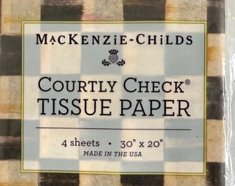 Mackenzie-Childs Courtly Check ティッシュペーパー 4枚セット | 30インチ x 20インチ | デコパージュ | 新品