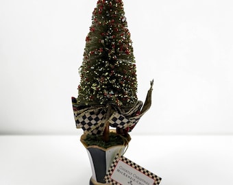 Árbol de Navidad Mackenzie-Childs Courtly Check con etiqueta y cinta / 12" / LEER